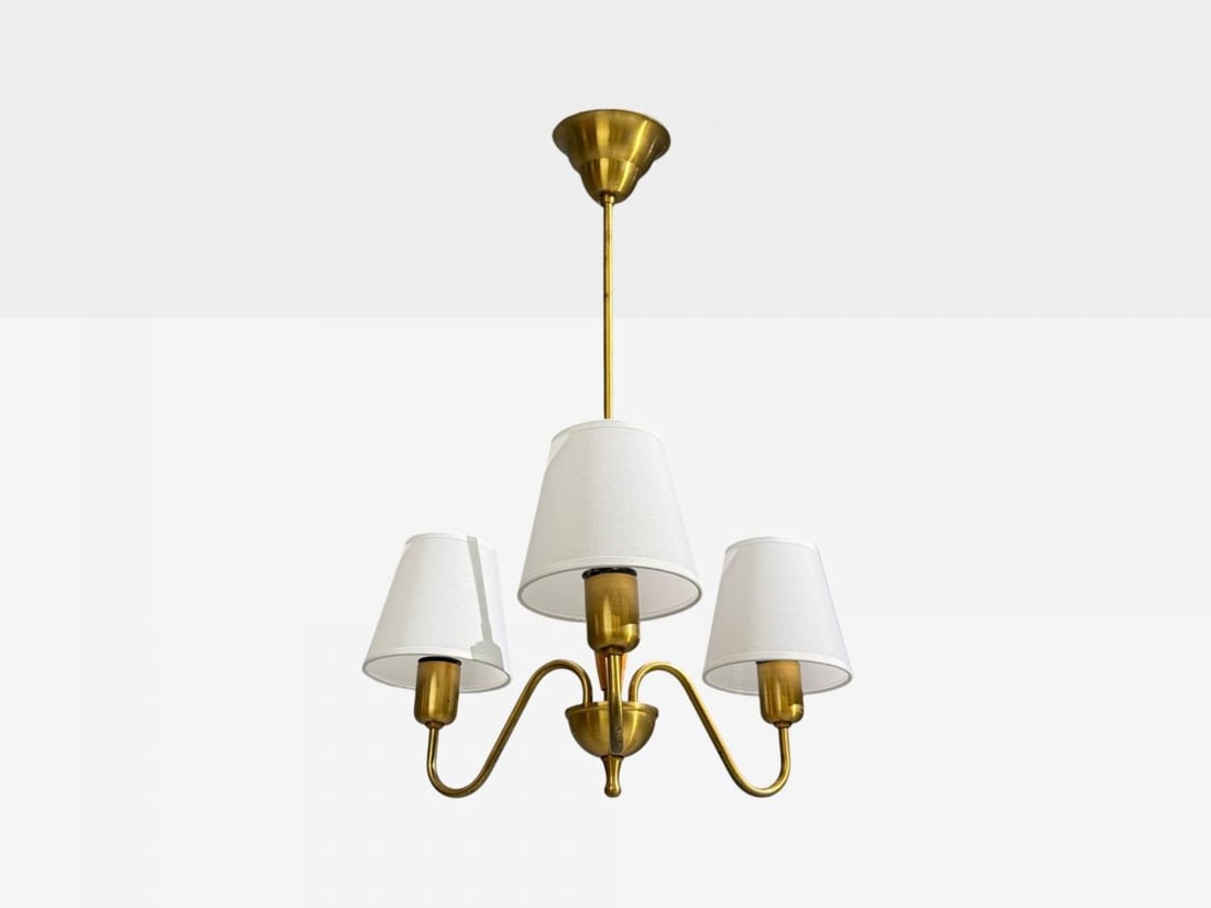 Swedish Modern, Pendant Light, Brass, Wood, Sweden, 1940s - 4