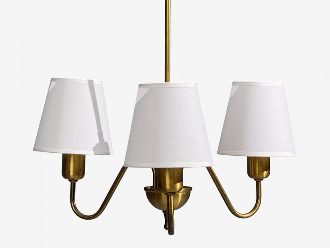 Swedish Modern, Pendant Light, Brass, Wood, Sweden, 1940s - 5