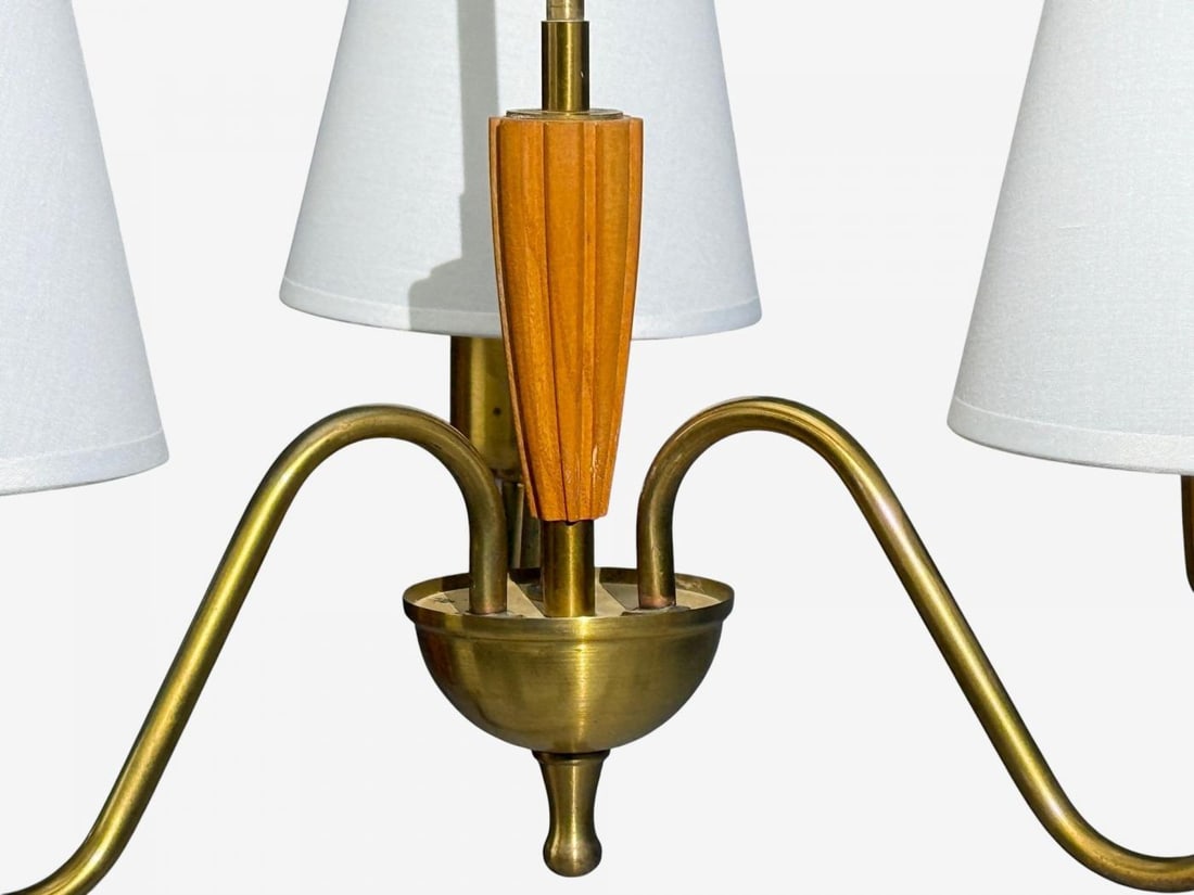 Swedish Modern, Pendant Light, Brass, Wood, Sweden, 1940s - 6