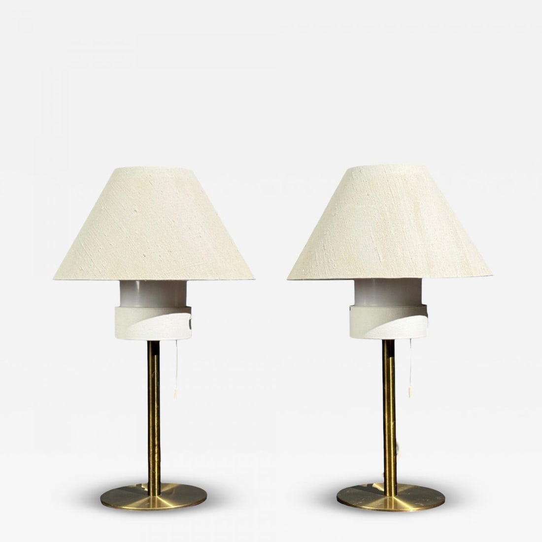 Luxus, Table Lamps, Brass, Fabric, Sweden, 1960s (1 of 10)