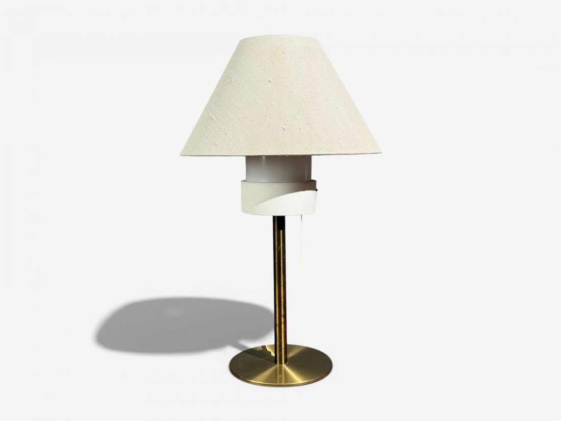 Luxus, Table Lamps, Brass, Fabric, Sweden, 1960s - 5