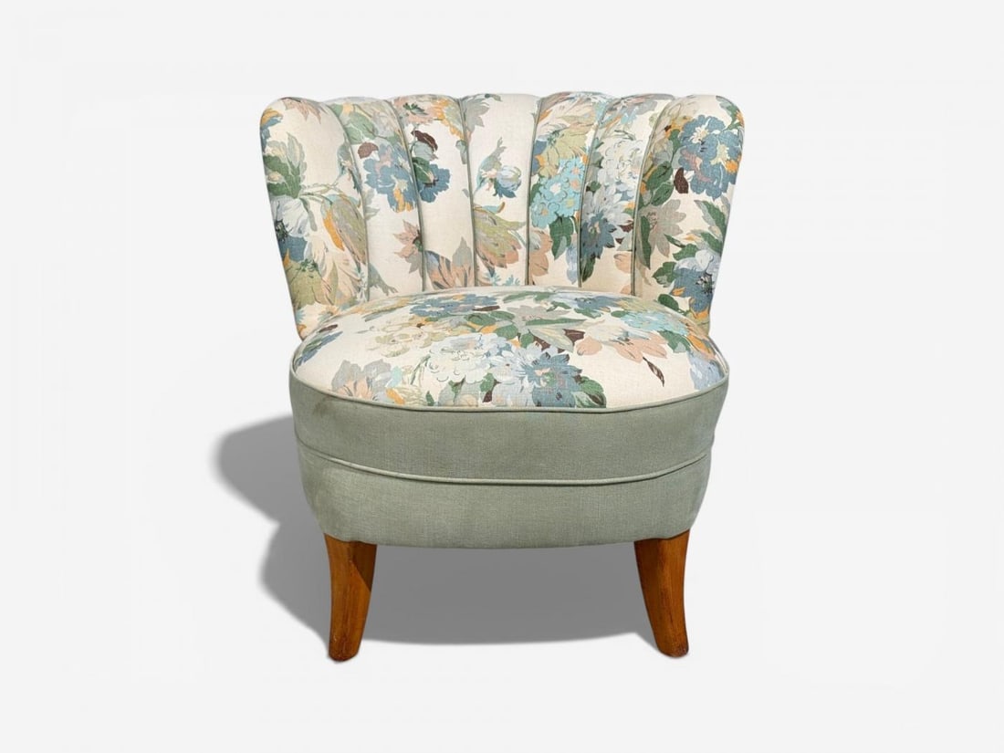 Swedish Modern, Lounge Chair, Floral Fabric, Beech, Sweden, 1950s - 2