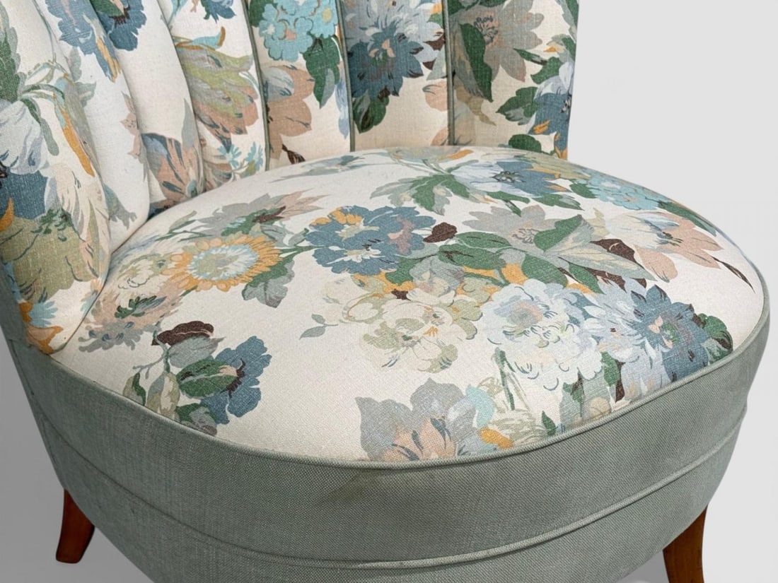 Swedish Modern, Lounge Chair, Floral Fabric, Beech, Sweden, 1950s - 6