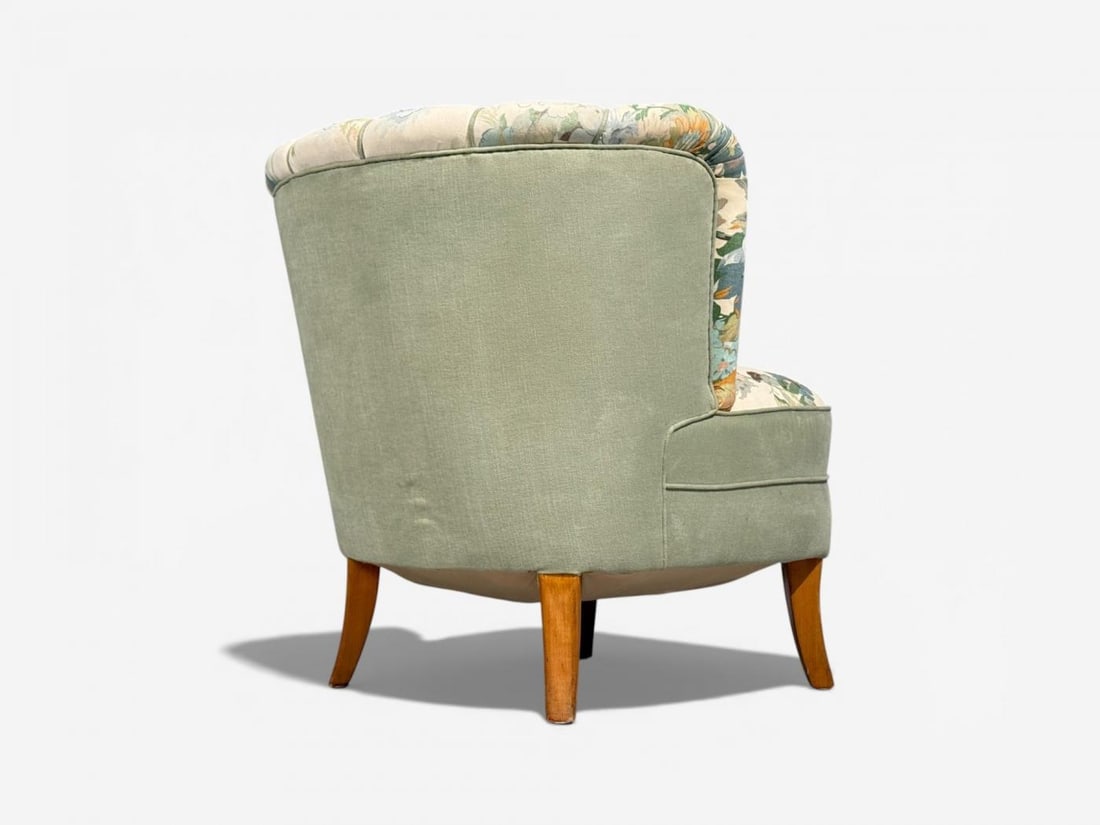 Swedish Modern, Lounge Chair, Floral Fabric, Beech, Sweden, 1950s - 8