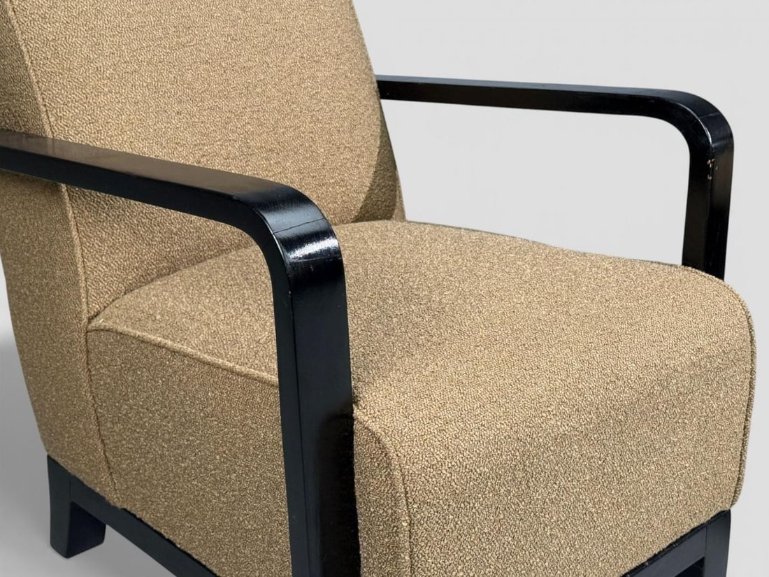 Swedish Art Deco, Lounge Chairs, Ebonized Bentwood, Boucle, Sweden, 1940s - 6