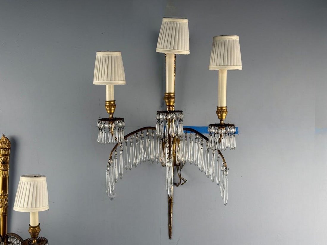 Maison Jansen, Feather Form Wall Sconces, Crystal, Bronze, France, 1940s - 5