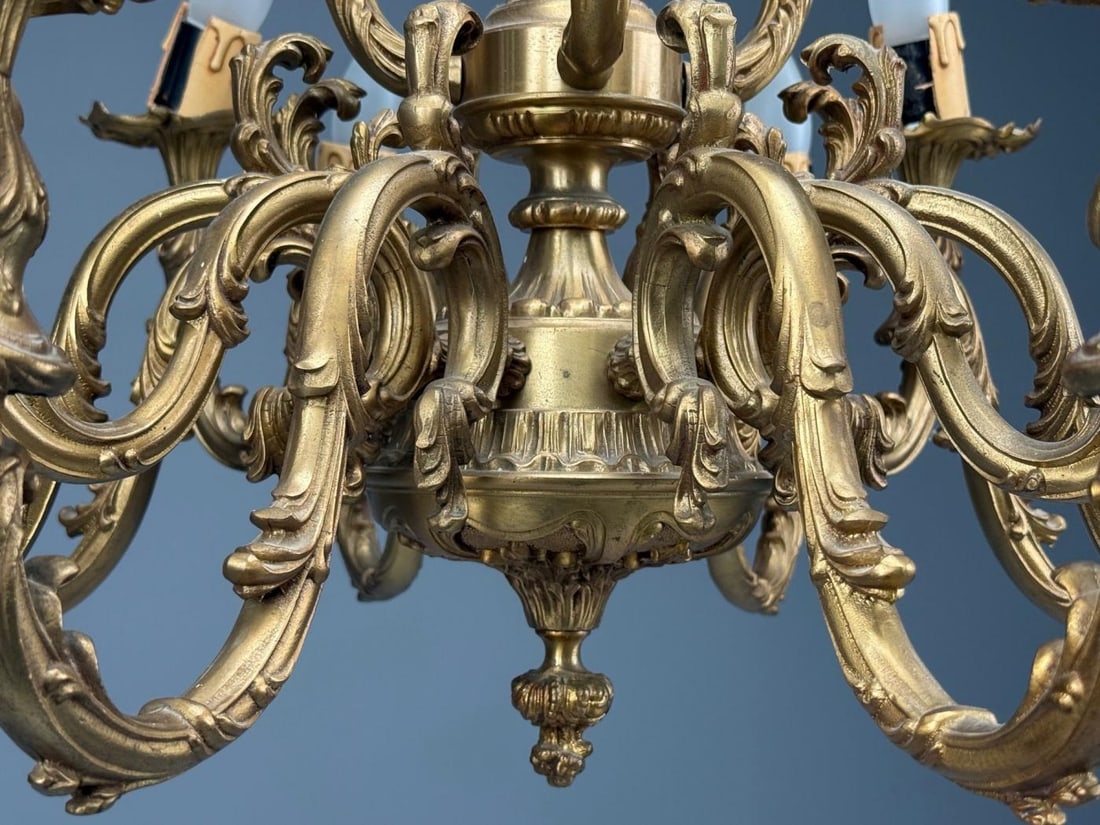 Baroque, Scroll Form Chandelier, Dore Bronze, France, 19th/20th Century - 10