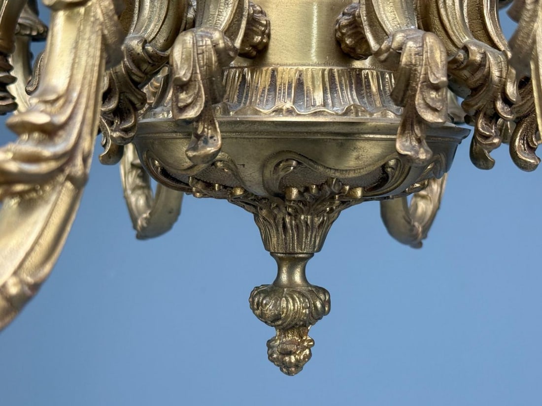 Baroque, Scroll Form Chandelier, Dore Bronze, France, 19th/20th Century - 12