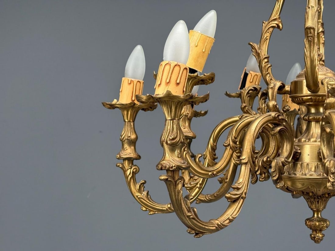 Baroque, Scroll Form Chandelier, Dore Bronze, France, 19th/20th Century - 5