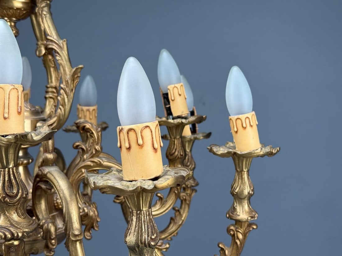 Baroque, Scroll Form Chandelier, Dore Bronze, France, 19th/20th Century - 6