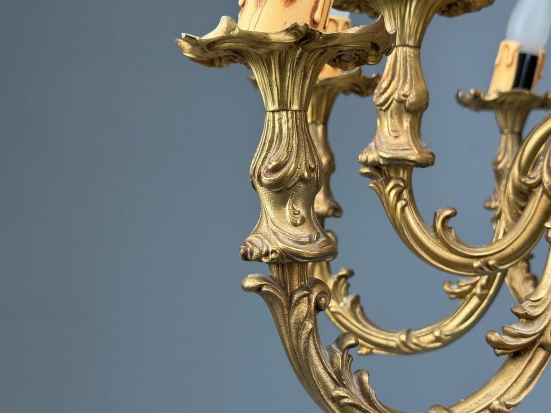 Baroque, Scroll Form Chandelier, Dore Bronze, France, 19th/20th Century - 8