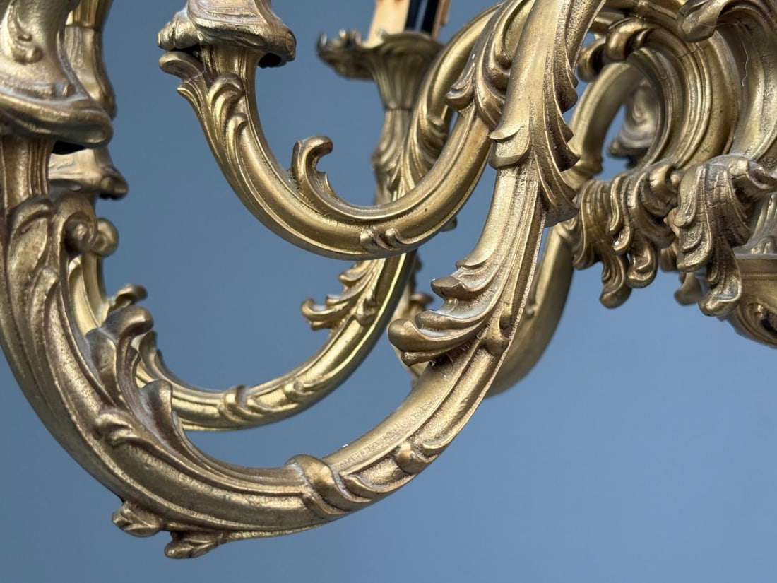 Baroque, Scroll Form Chandelier, Dore Bronze, France, 19th/20th Century - 9