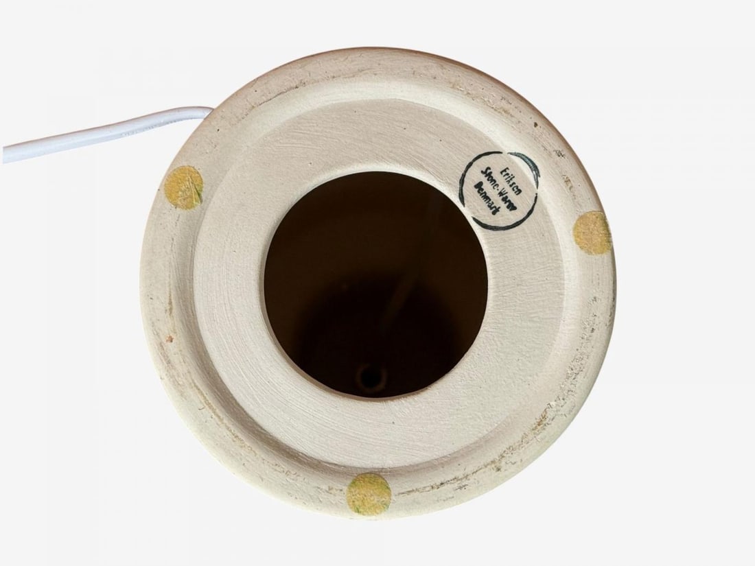 Eriksen Keramik, Large Table Lamp, Beige Stoneware, Denmark, 1970s - 10