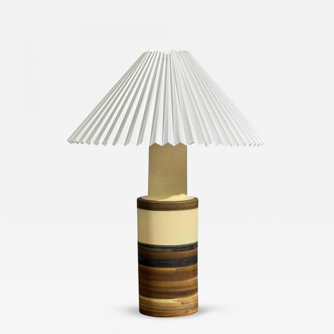 Eriksen Keramik, Large Table Lamp, Beige Stoneware, Denmark, 1970s (1 of 11)