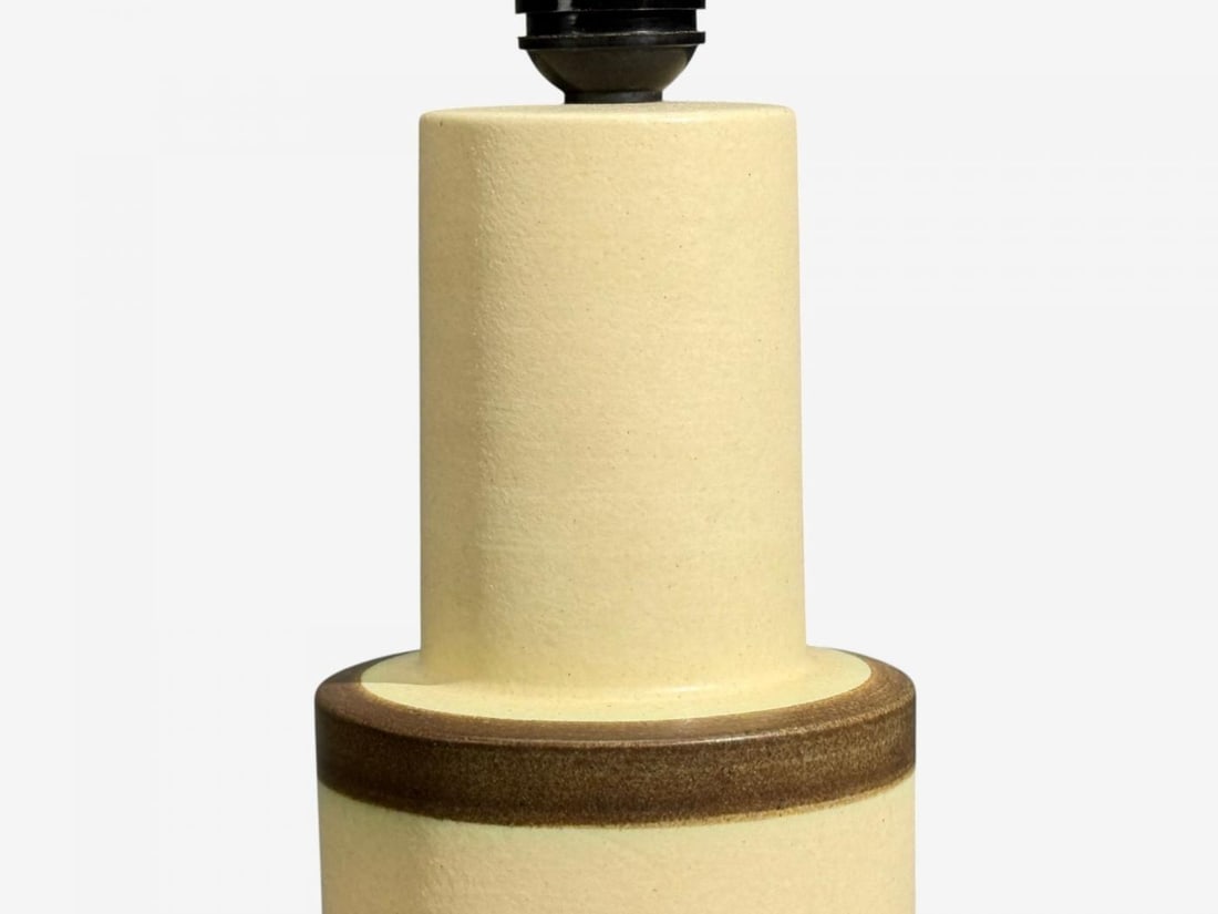 Eriksen Keramik, Large Table Lamp, Beige Stoneware, Denmark, 1970s - 6