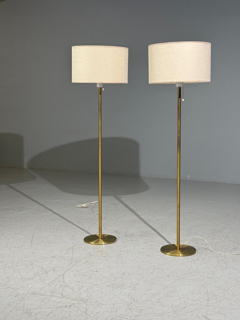 Luxus Vittsjö, Floor Lamps, Patinated Brass, Sweden, 1960s - 3