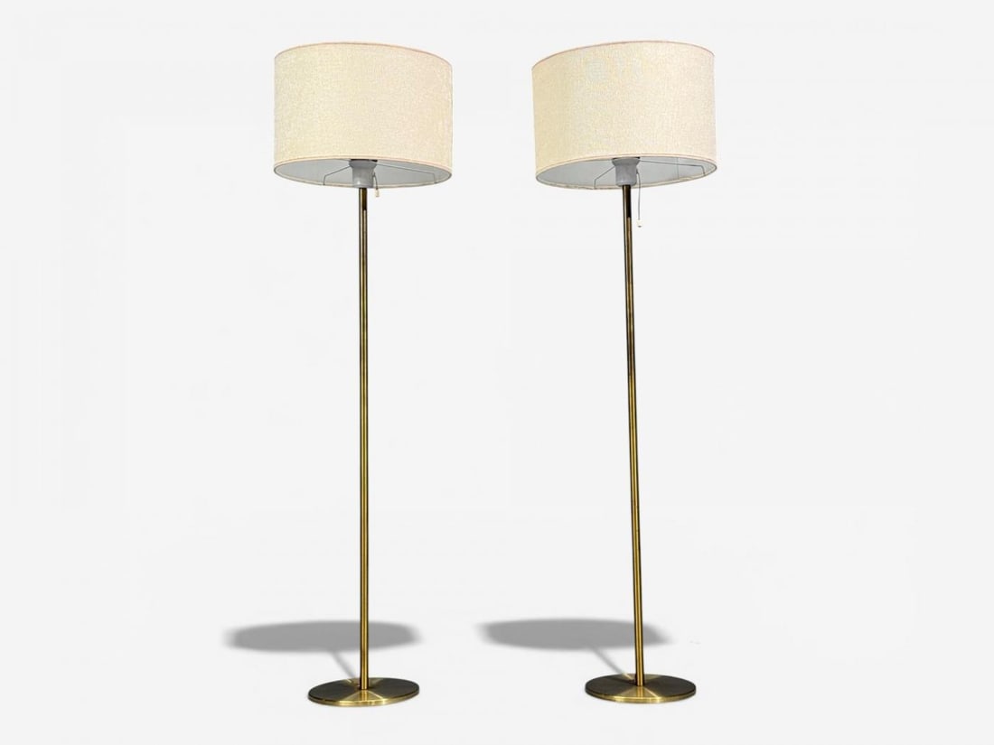Luxus Vittsjö, Floor Lamps, Patinated Brass, Sweden, 1960s - 4
