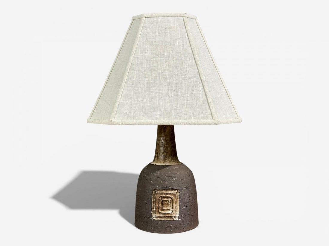 Fridtjof Sejersen, Table Lamp, Brown Ceramic, Denmark, 1960s - 2
