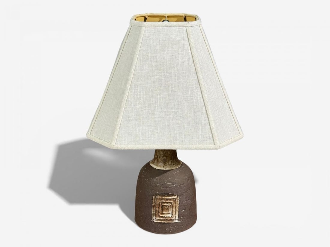 Fridtjof Sejersen, Table Lamp, Brown Ceramic, Denmark, 1960s - 3