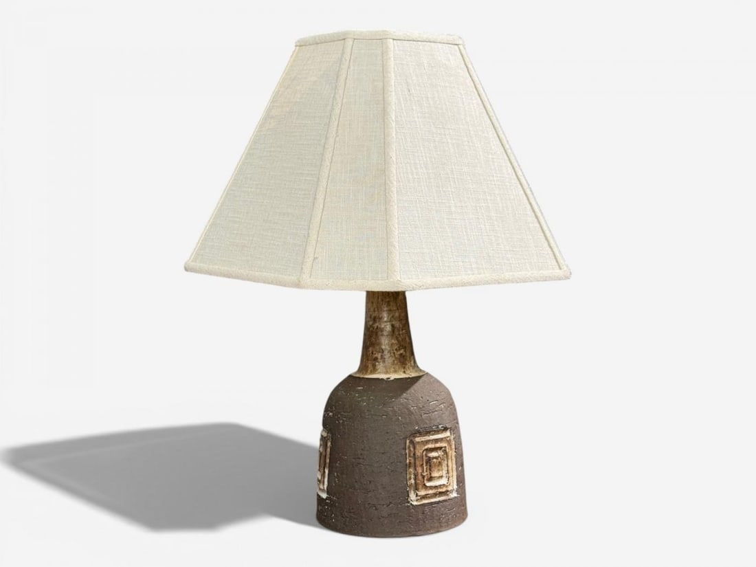 Fridtjof Sejersen, Table Lamp, Brown Ceramic, Denmark, 1960s - 4