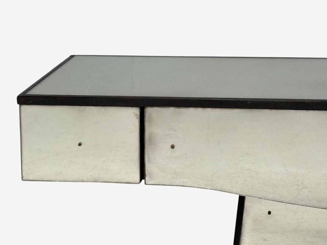 Art Deco Style, Mirrored Console Tables, Painted Wood, Distressed Glass - 7