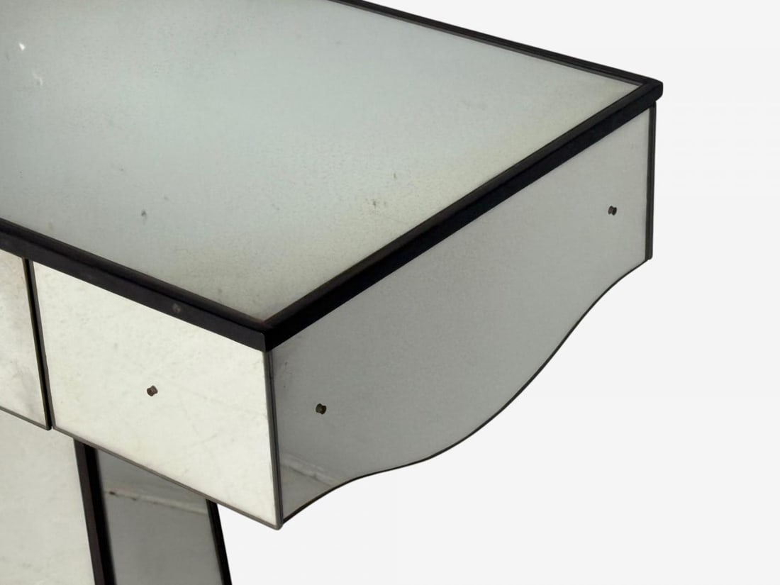 Art Deco Style, Mirrored Console Tables, Painted Wood, Distressed Glass - 8