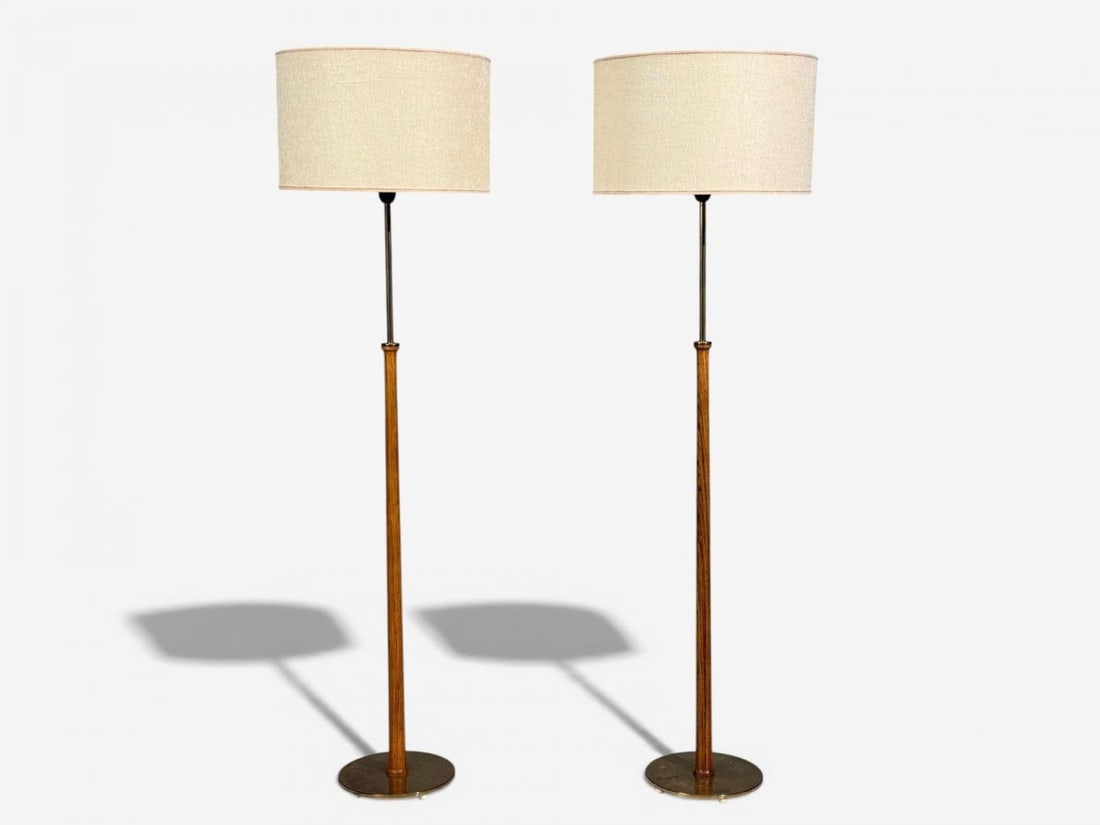 Eje Ahlgren, Bergboms, Floor Lamps, Teak, Polished Brass, Sweden, 1950s - 2