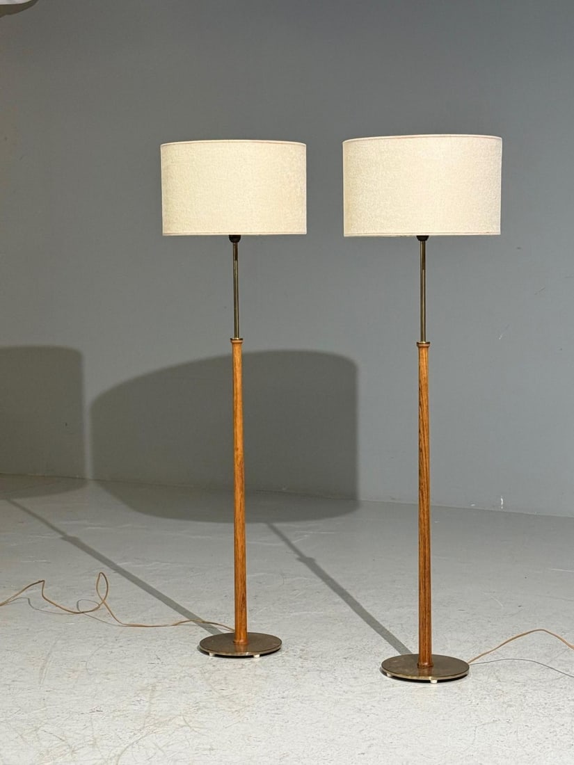 Eje Ahlgren, Bergboms, Floor Lamps, Teak, Polished Brass, Sweden, 1950s - 3