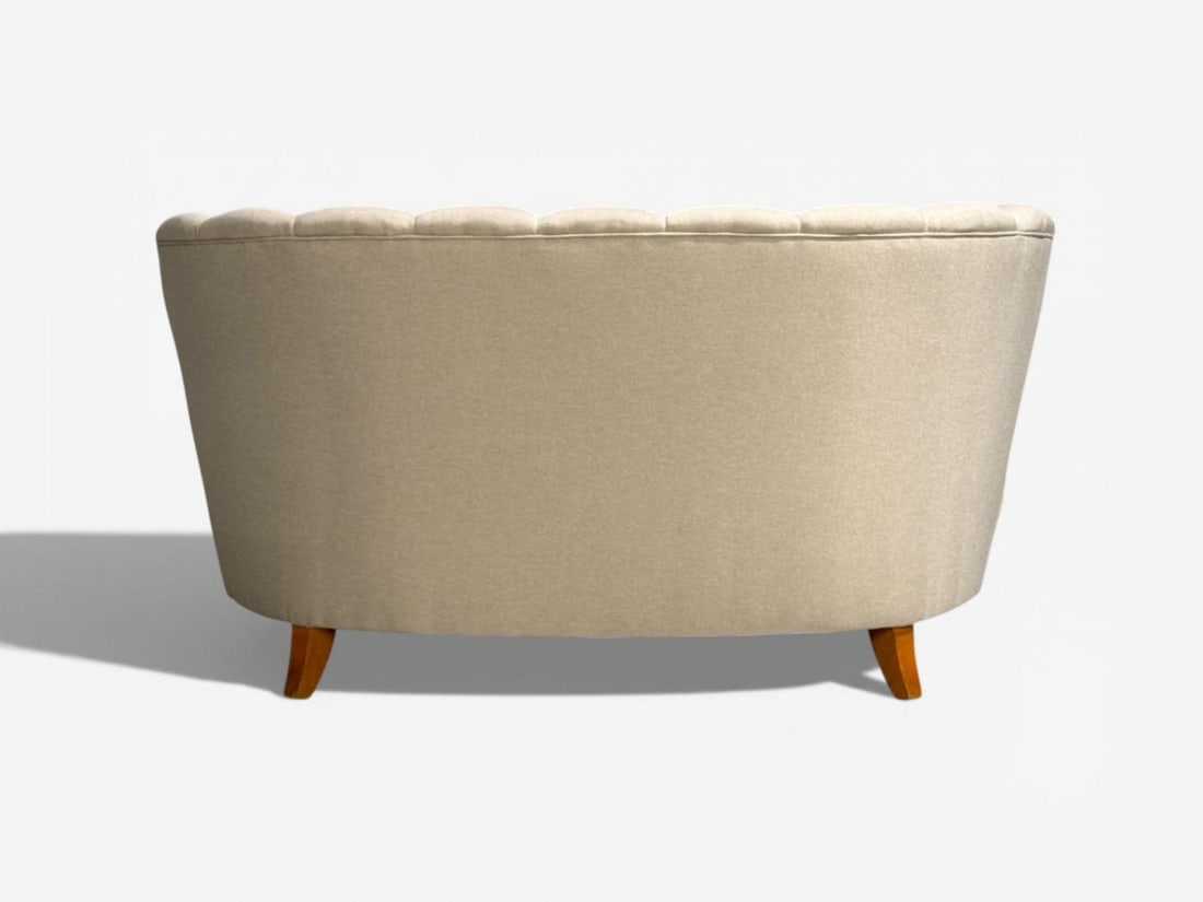 Carl-Johan Boman, Settee, Beige Linen, Wood, Finland, 1950s - 9