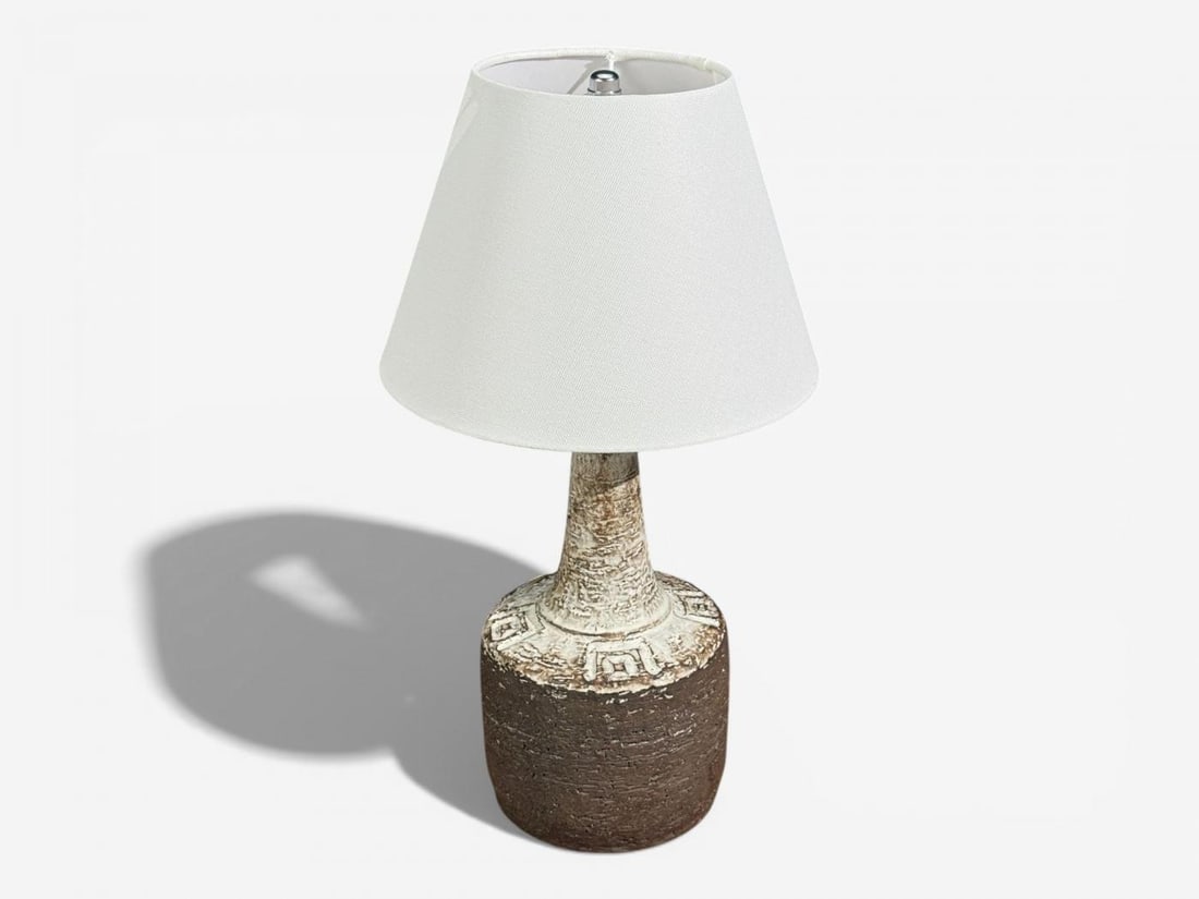 Fridtjof Sejersen, Table Lamp, Brown Ceramic, Denmark, 1960s - 3