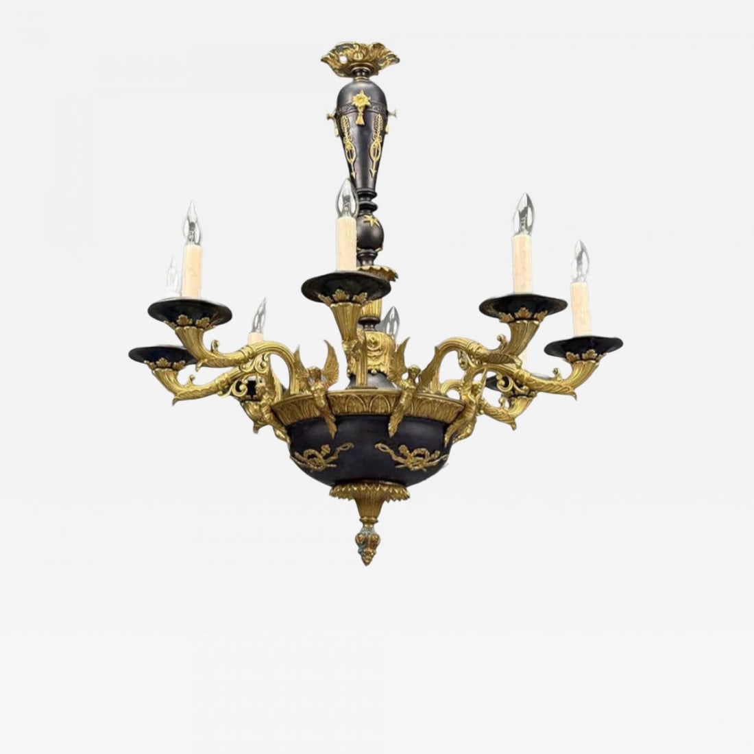 Federal Style, Chandelier, Bronze, Ebony, Europe, 1960s (1 of 12)