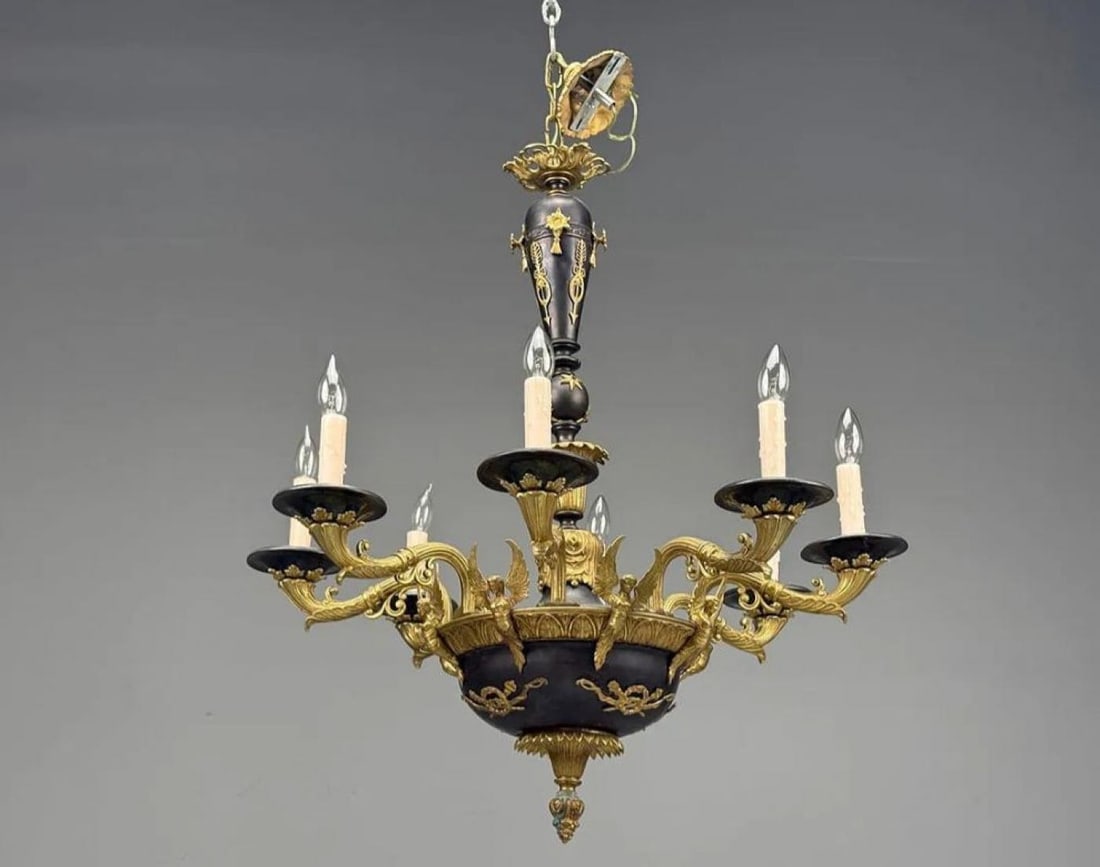 Federal Style, Chandelier, Bronze, Ebony, Europe, 1960s - 3