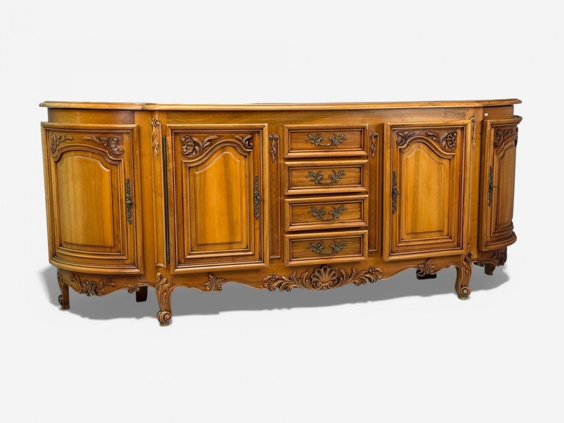 French Provincial, Monumental Sideboard, Wood, Brass, France, 1960s - 2