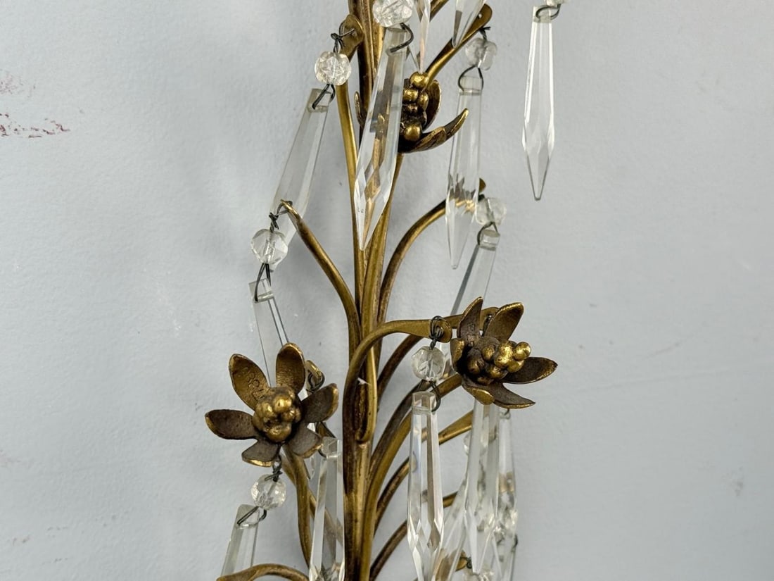 French Louis XV, Bronze, Cut Crystal, Large Wall Sconces, France, 1930s - 9