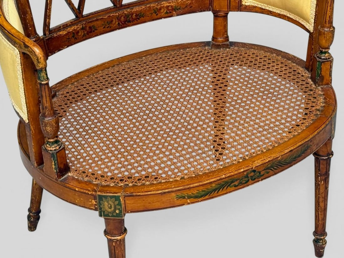 Adams Style, Chair and Ottoman, Painted Wood, Fabric, USA, 1930s - 12