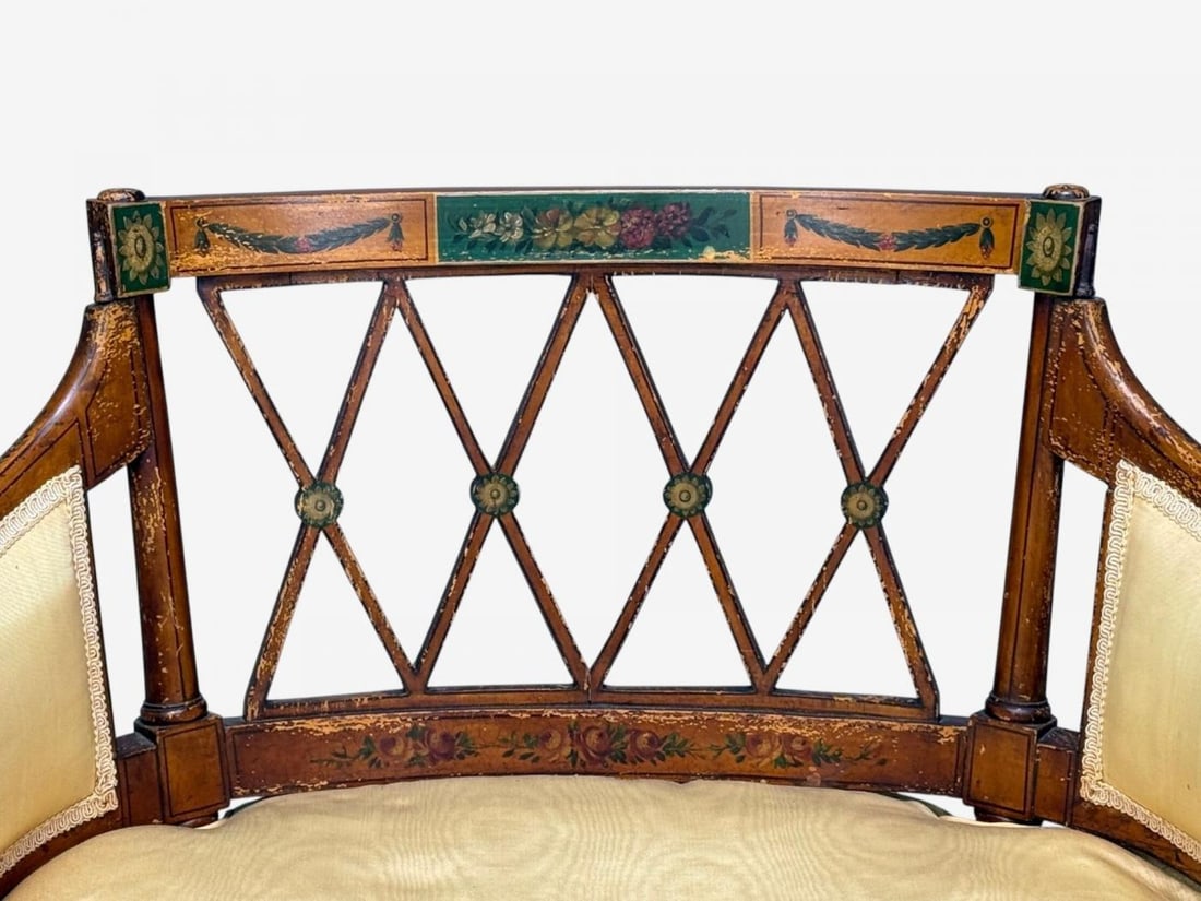 Adams Style, Chair and Ottoman, Painted Wood, Fabric, USA, 1930s - 6