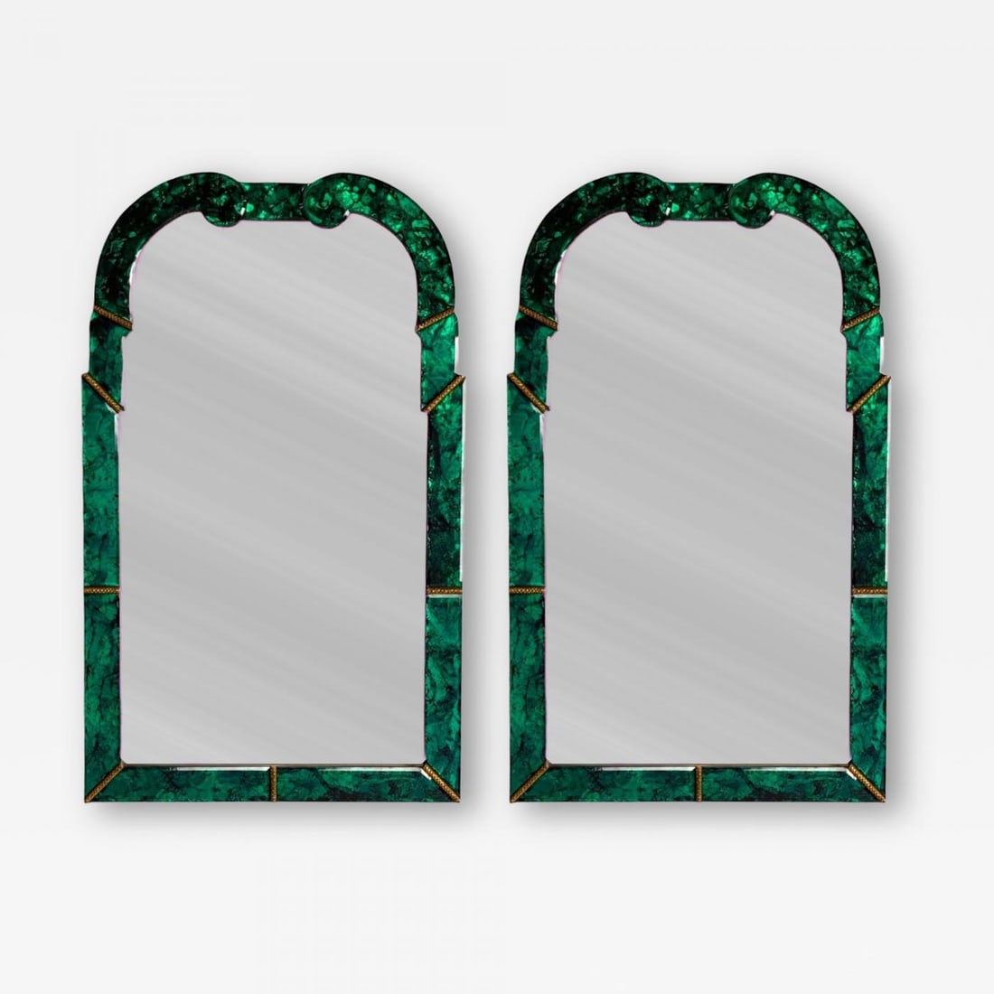Art Deco Style, Green Antiqued Beveled Glass, Venetian Wall Mirrors, 21st c. (1 of 9)