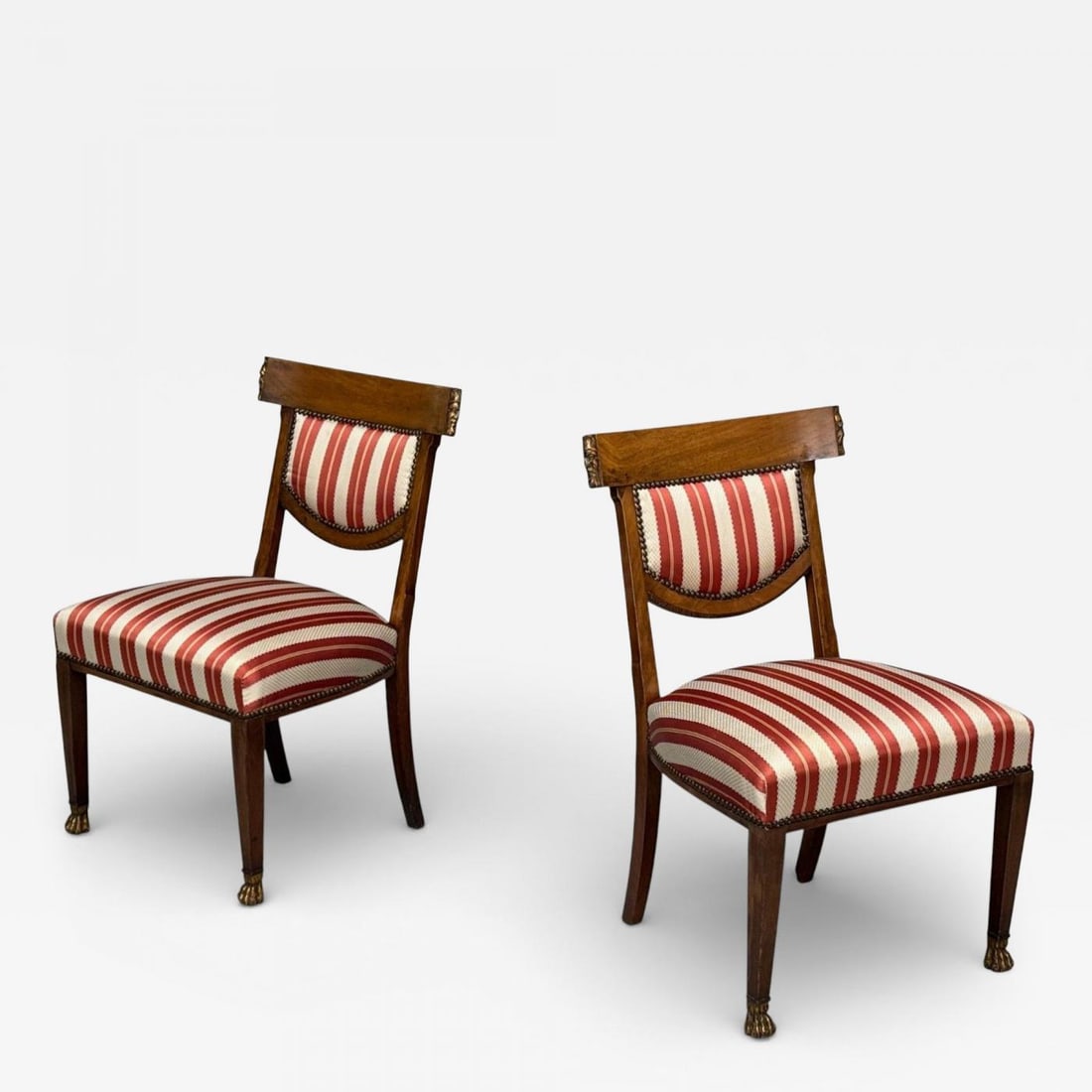 Neoclassical Style, Occasional Chairs, Carved Wood, Silk, England, 19th c. (1 of 9)