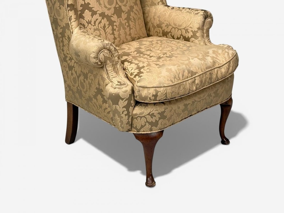 Queen Anne, Wingback Chair, Fabric, Mahogany, England, 19th c. - 4