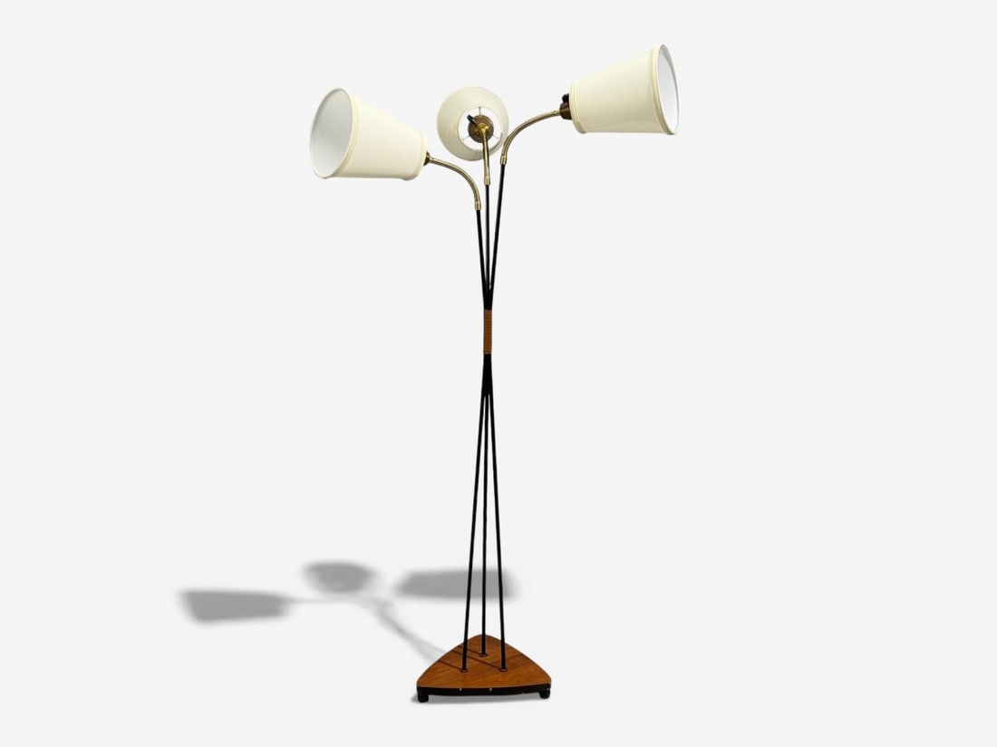 Swedish Modern, Adjustable Floor Lamp, Teak, Lacquered Metal, Sweden, 1960s - 2