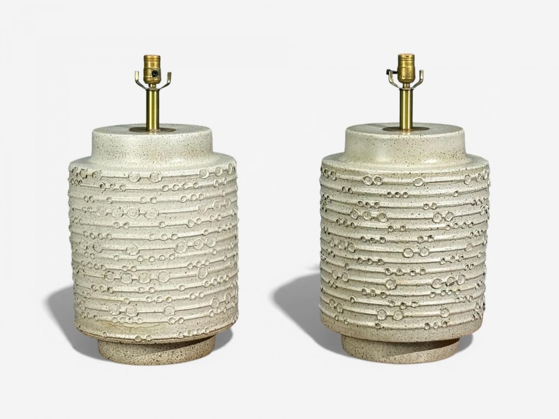 David Cressey, Earthtone Glaze Ceramic, Large Table Lamps, USA, 1970s - 3