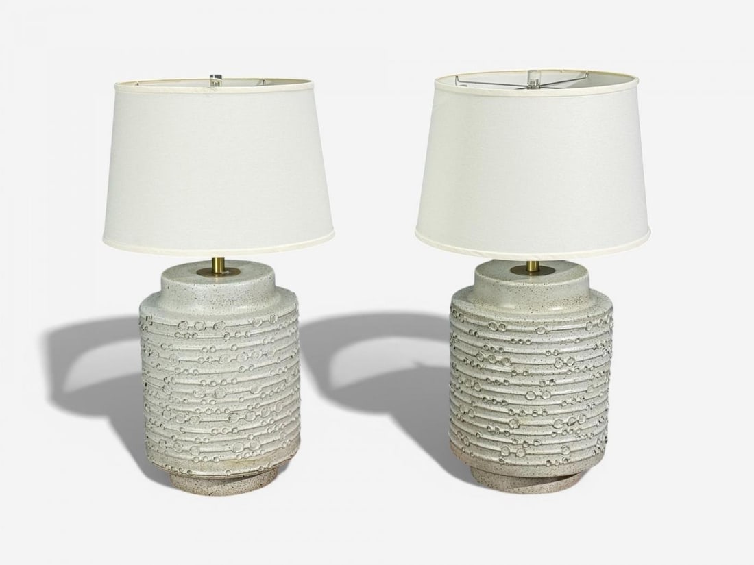David Cressey, Earthtone Glaze Ceramic, Large Table Lamps, USA, 1970s - 4