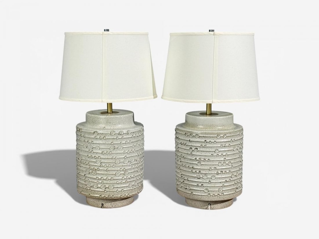 David Cressey, Earthtone Glaze Ceramic, Large Table Lamps, USA, 1970s - 9