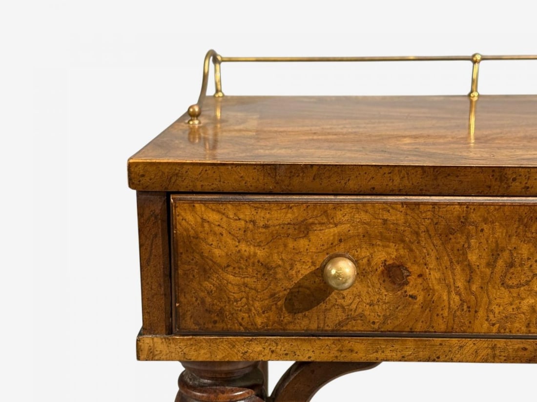 Mastercraft Style, Hollywood Regency, Writing Desk, Burl, Brass, USA, 1960s - 5