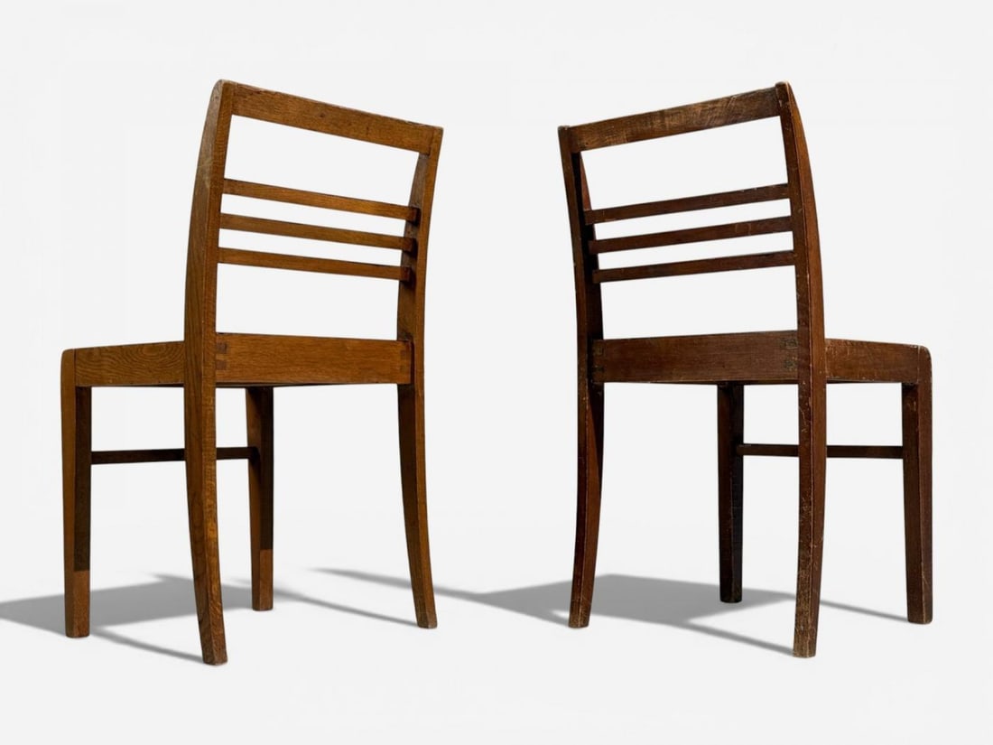 Rene Gabriel, Reconstruction Era Dining Chairs, Beech Wood, France, 1940s - 8