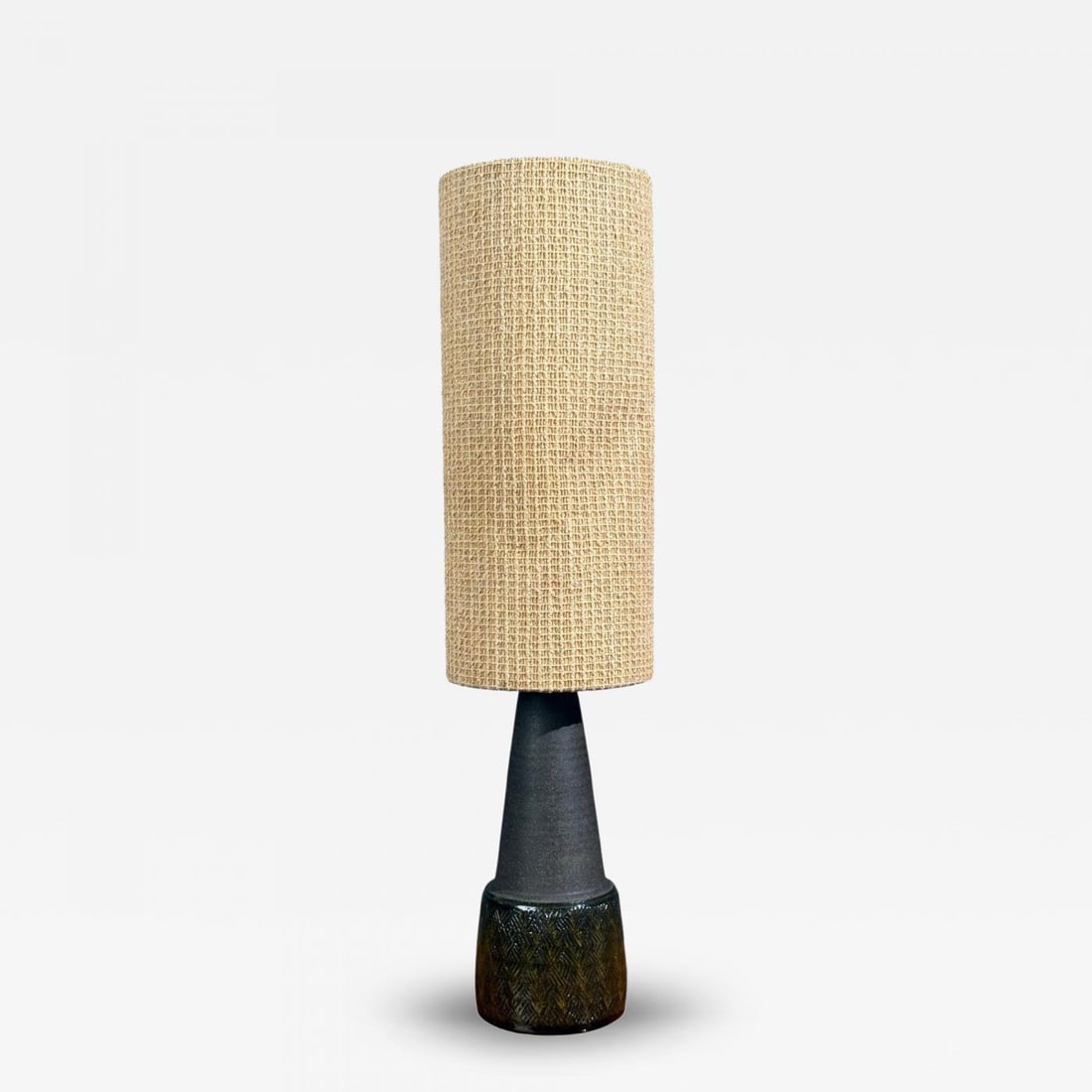 Nils Kähler, Table Lamp, Green Ceramic, Textile, Denmark, 1960s (1 of 7)
