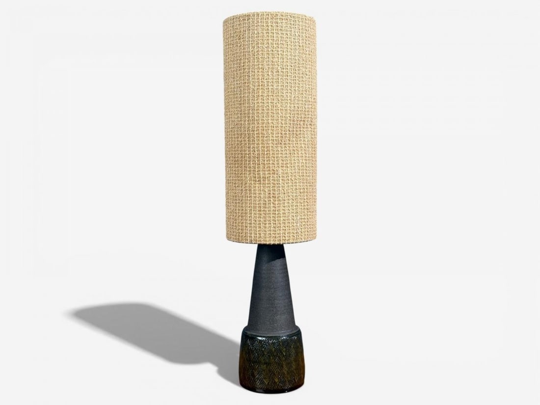 Nils Kähler, Table Lamp, Green Ceramic, Textile, Denmark, 1960s - 3