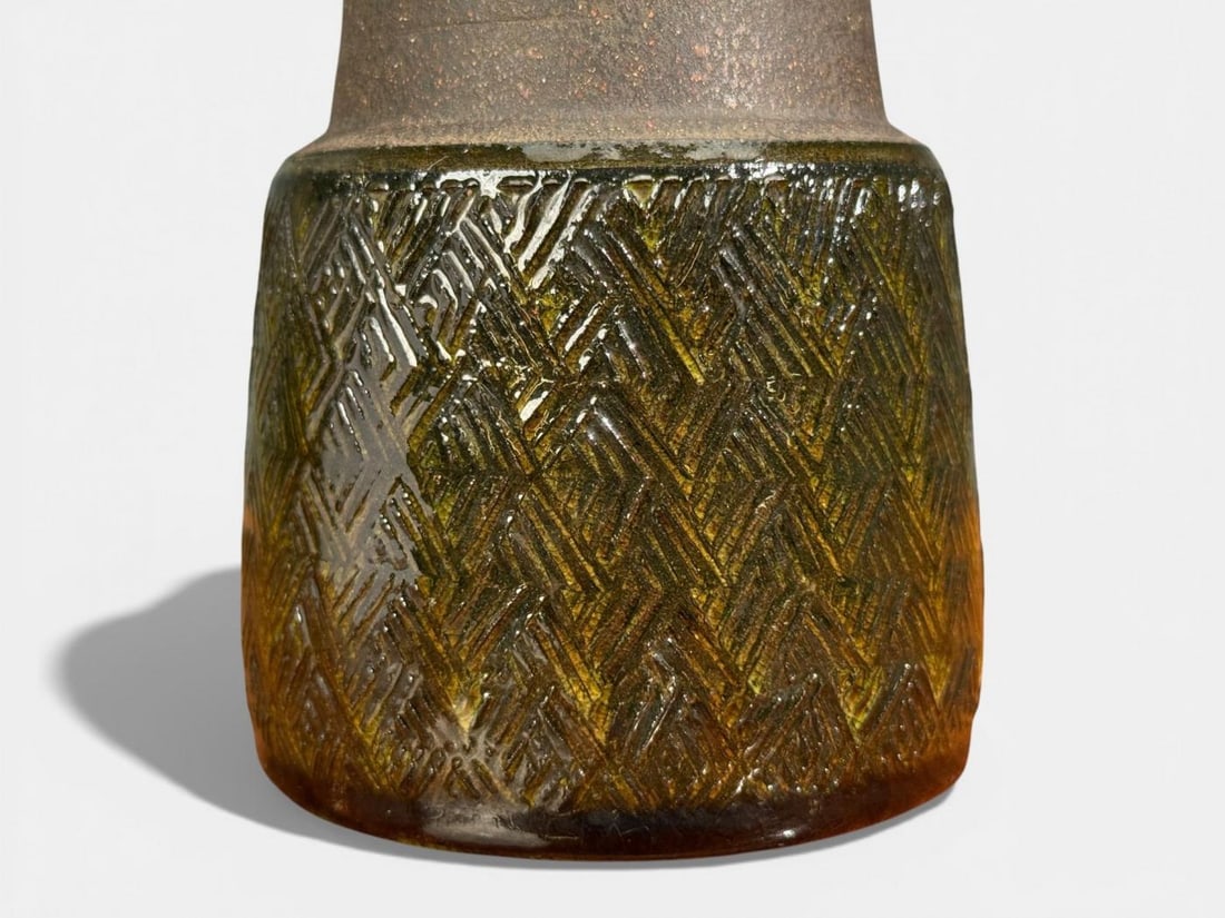 Nils Kähler, Table Lamp, Green Ceramic, Textile, Denmark, 1960s - 6