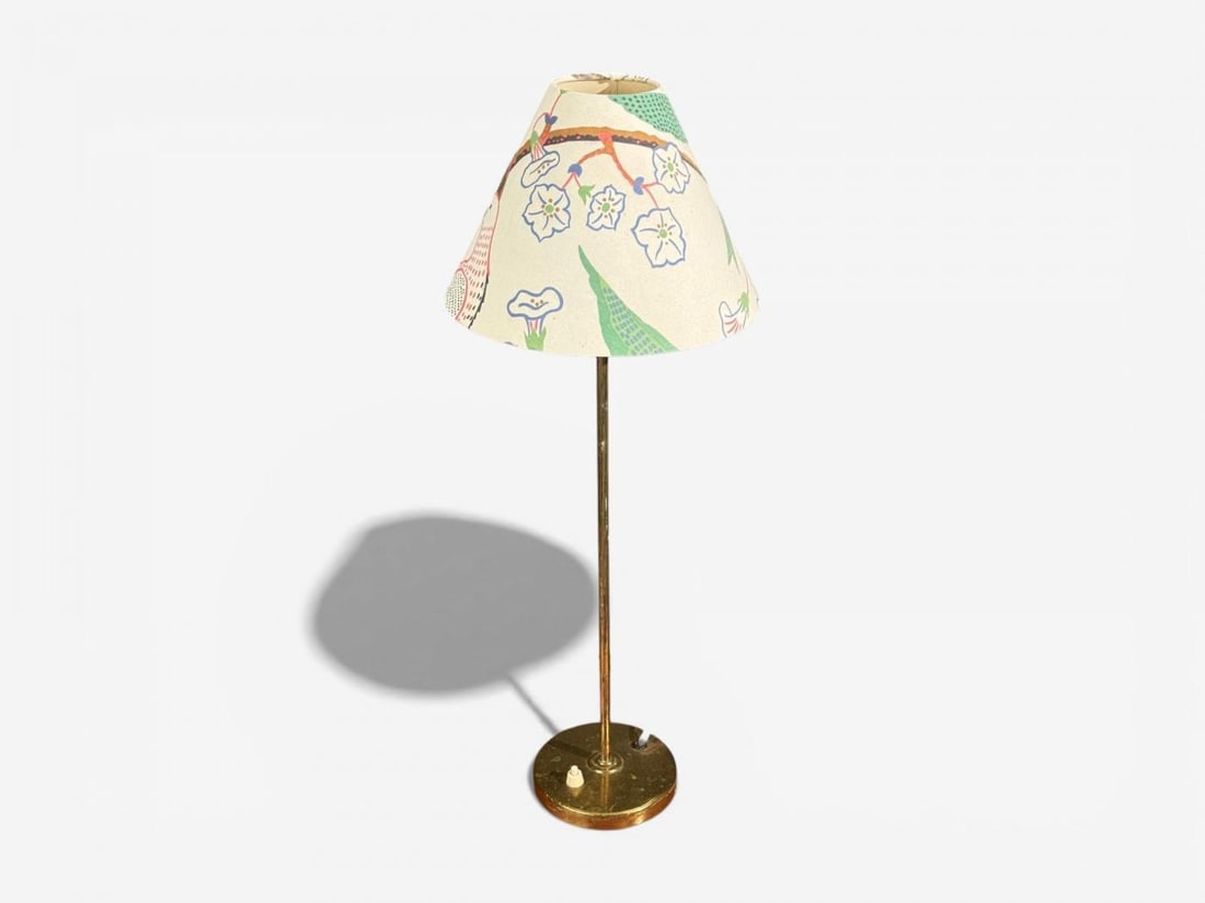 Karlskrona Lampfabrik, Table Lamp, Brass, Josef Frank Fabric, Sweden, 1940s - 3