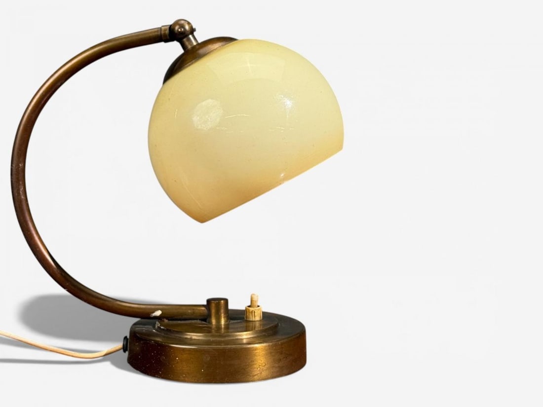 European Modern, Desk Lamp, Brass, Glass, Europe, 1970s - 2